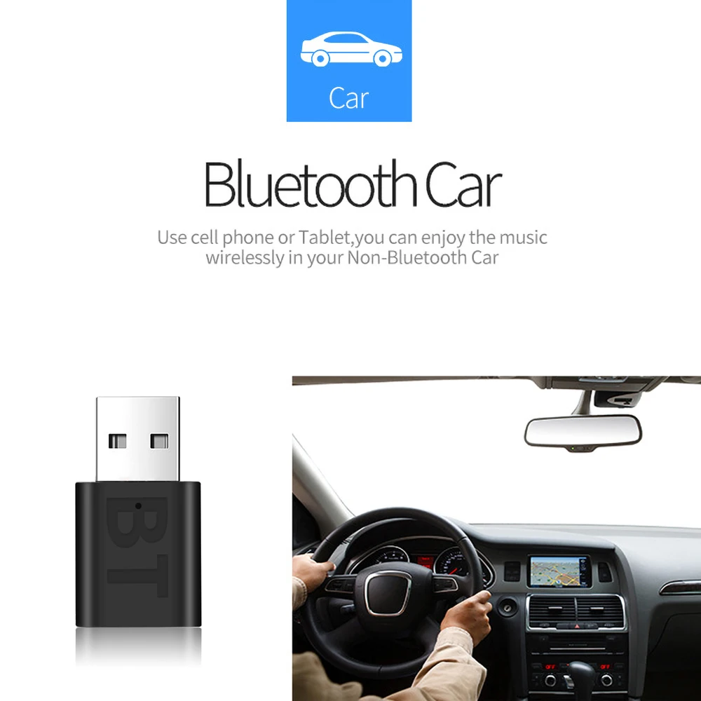 Bluetooth 5.0 Receiver Wireless Mini USB Adapter 3.5mm AUX Jack for PC Car Music AUX Stereo Audio Adapter for TV Headphone