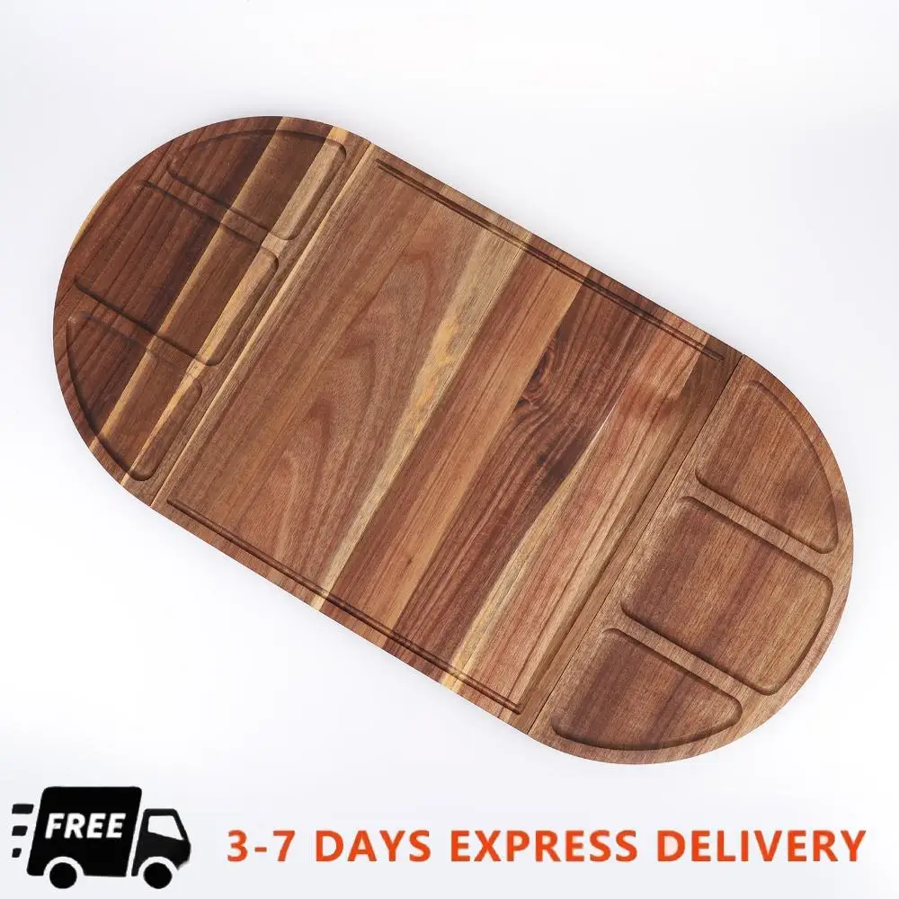 

Поднос для закусок из акации, многофункциональная доска для мясных деликатесов с углублениями, магнитная доска для кухни