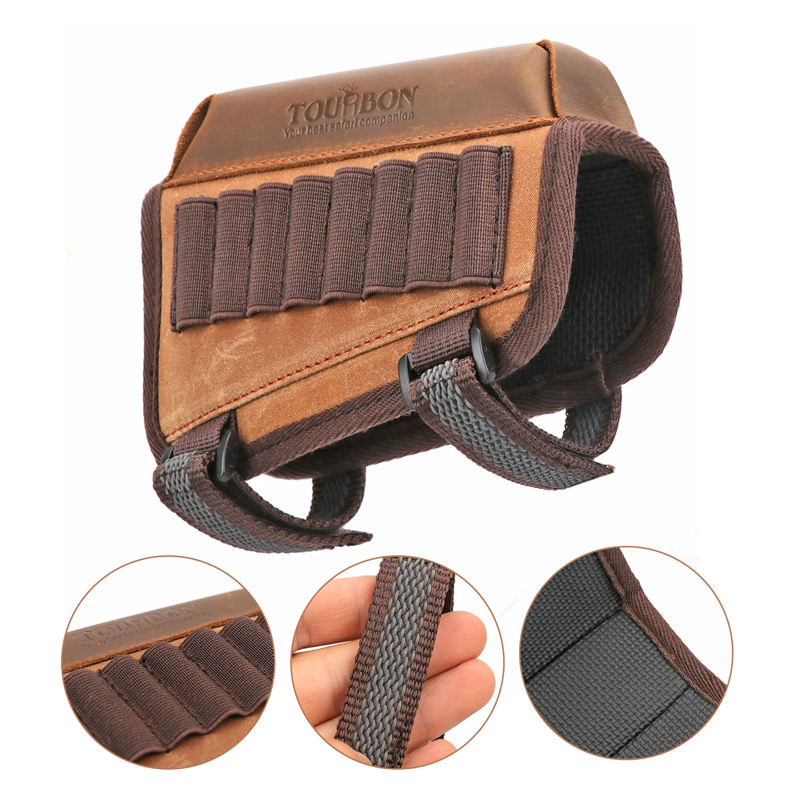 Tourbon Hunting Accessories Gun Rifle Cheek Rest Riser Stock Cartridges Holder Canvas for Right Hand with Shells Holder