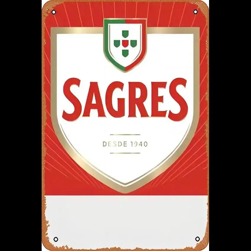 Vintage Metal Tin Sign  Sagres Beer Label from Portugal  Funny Wall Decor Plaque Poster for IndoorOutdoor Yard Man Cave Garage F