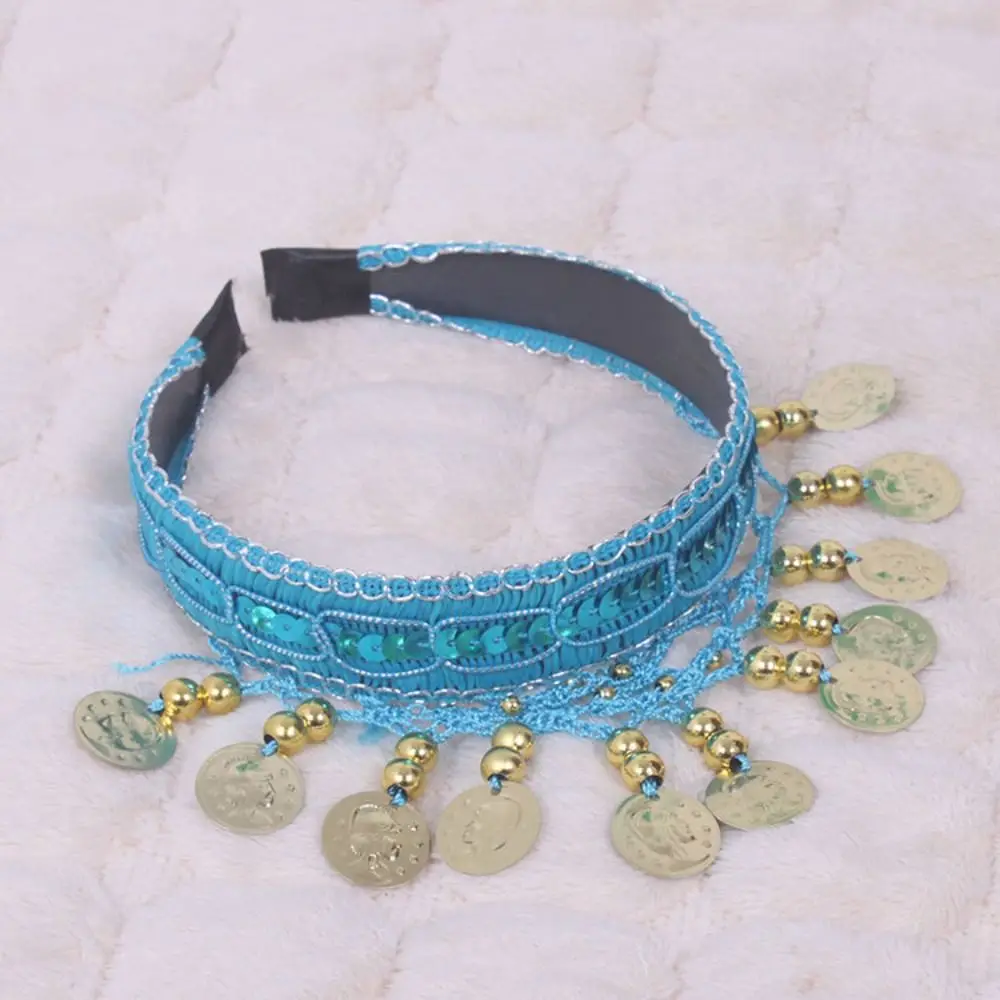 Fashion Ethnic Style Sequin Head Chain Head Accessories Bead Belly Dance Hairband Jewelry Indian Dance Head Hoop Costumes