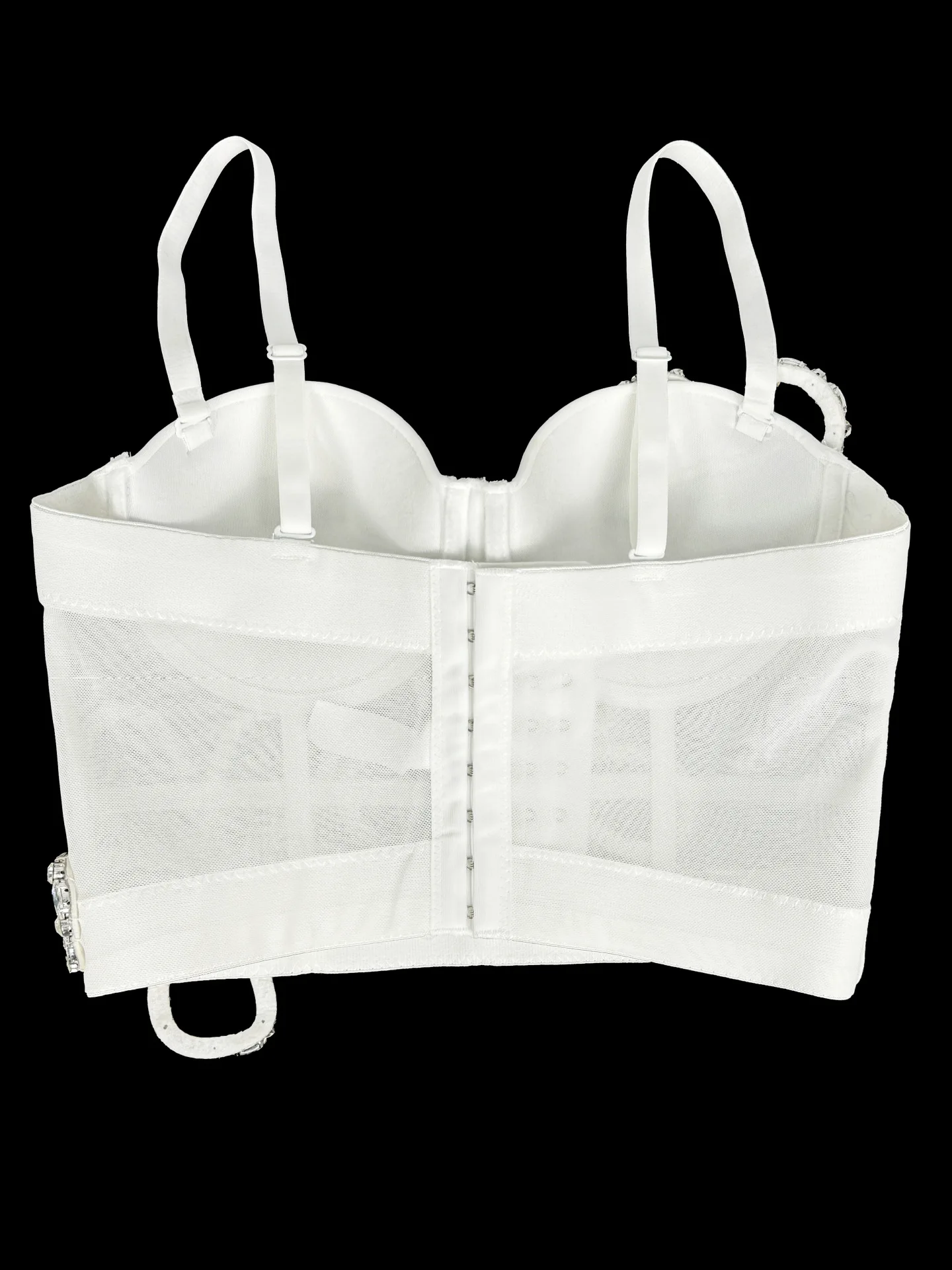 Maßgeschneiderter Damen-BH mit Diamant-Blumen-Fischgrätenmuster, schmal sitzende Leibchenweste, halbtransparentes Mesh-Fischgräten-Top, sexy BH