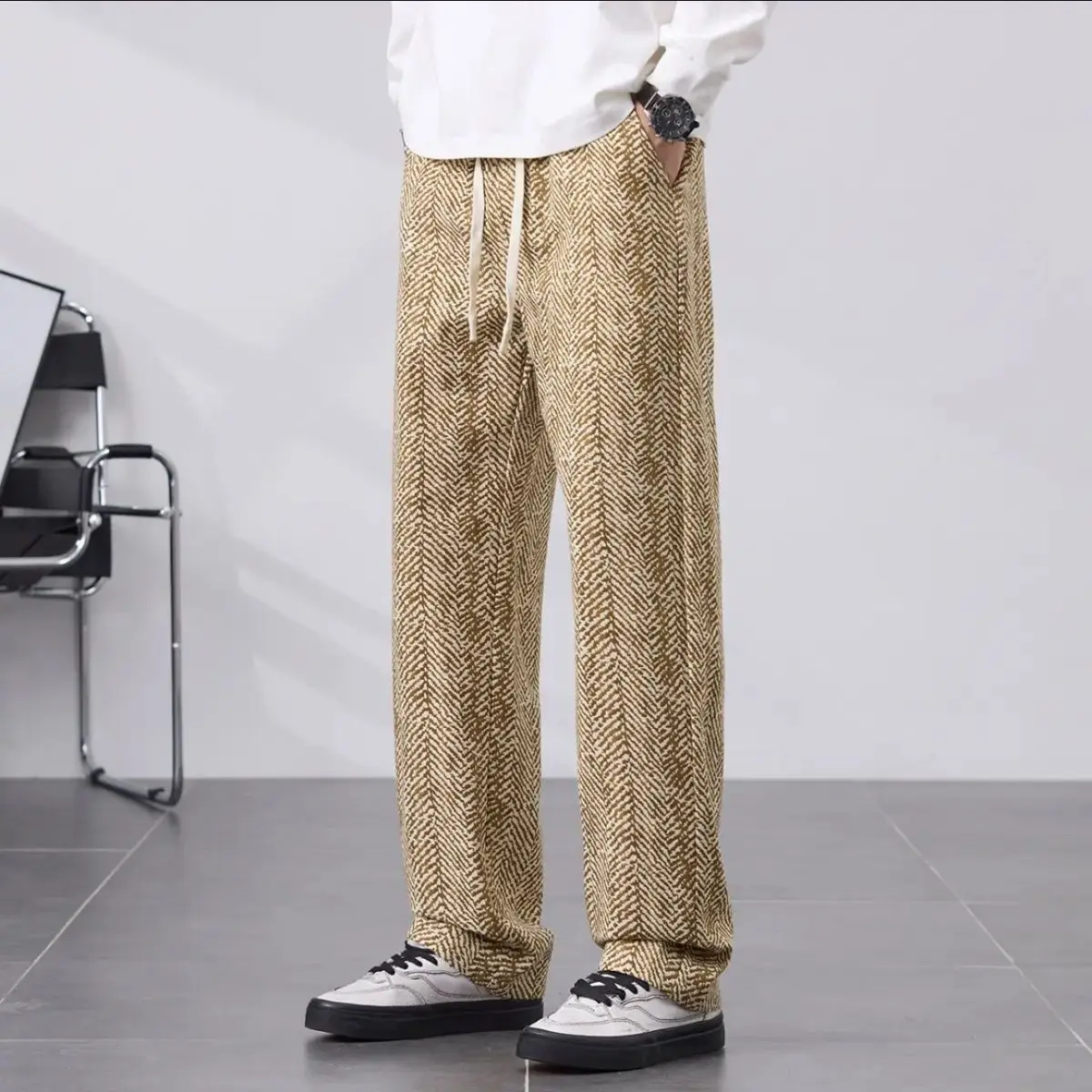 2025 outono novo masculino versátil solto na moda confortável calças casuais de perna reta