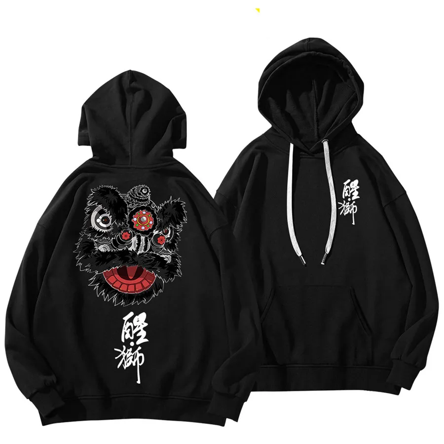 Chinese Style Dragon Lion Dance printed Hoodie Long Sleeve Cool Sweatshirt Casual Streetwear 2025 New Arrival Women Men Clothes