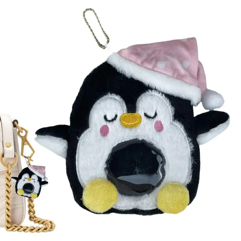 

Cartoon Card Holder Plush Penguin Postcards Protector Plush Animal Card Holder Soft Bus Cards Organizer Soft Bag Pendant For Bus