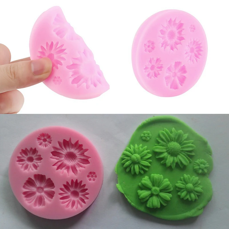 6-grid Chrysanthemum Silicone Sugar Cake Mold Chocolate Biscuit Mold Family Qualification Diy Baking Tools