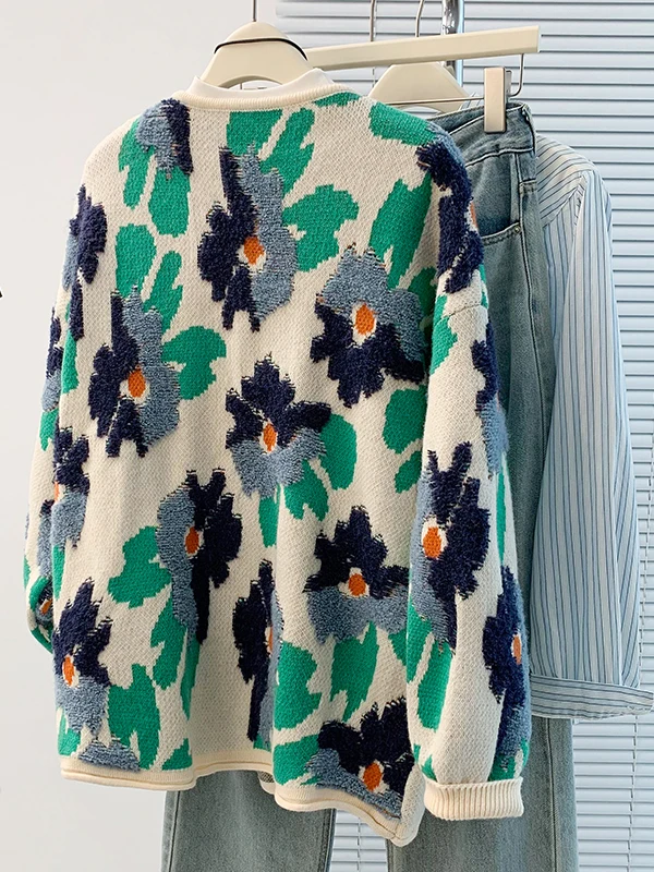 여성용 루즈 캐주얼 라운드 넥 스웨터 가디건 아우터웨어 가을 겨울 신상 플러스 사이즈 편안한 코트