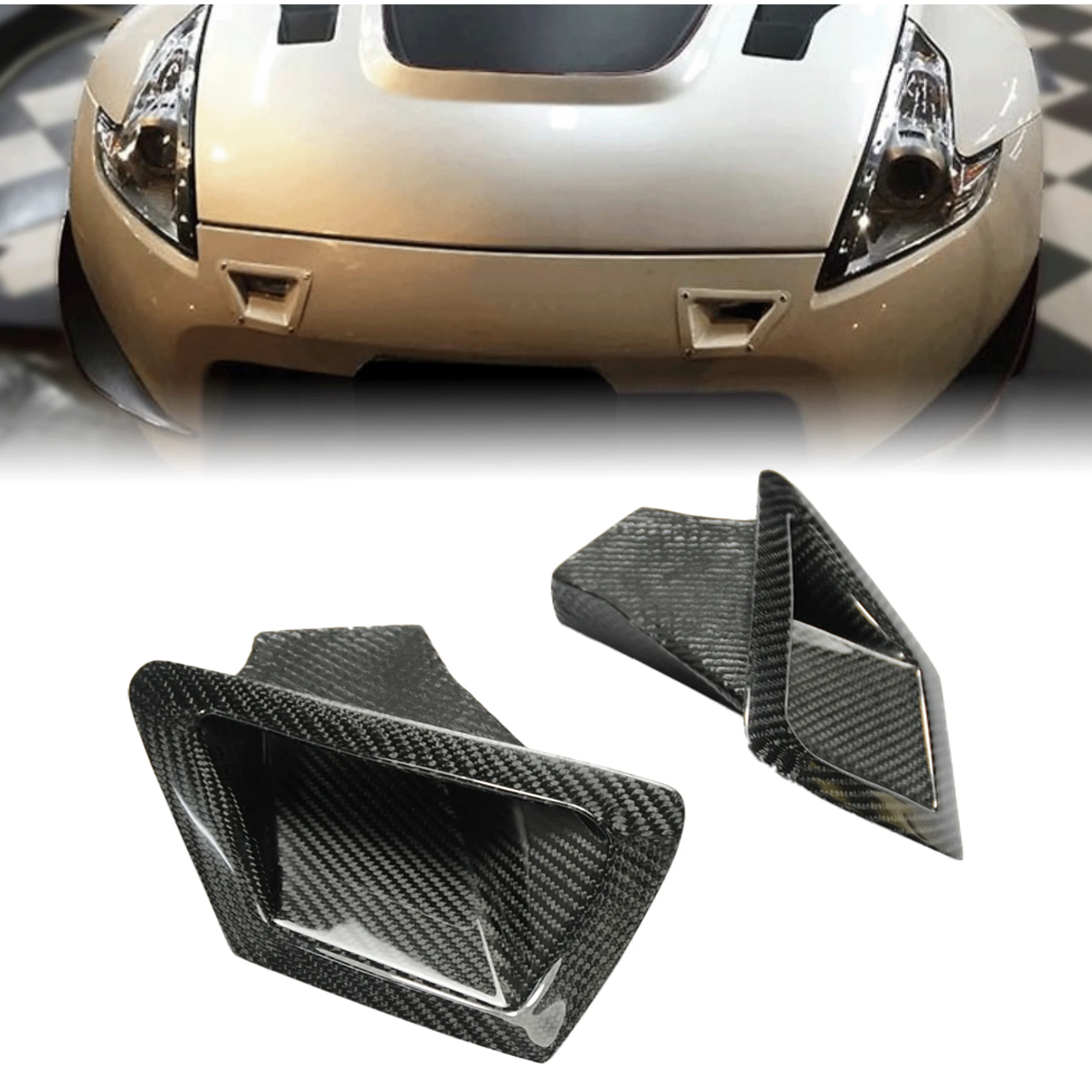 

Carbon Fiber for Nissan 09 Onwards 370Z Z34 Front Bumper Duct Set