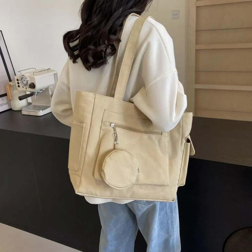 

Solid Color Women's Shoulder Bag Large Capacity Simple Single-shoulder Bag Lightweight Portable Shopping Handbag Work Travel