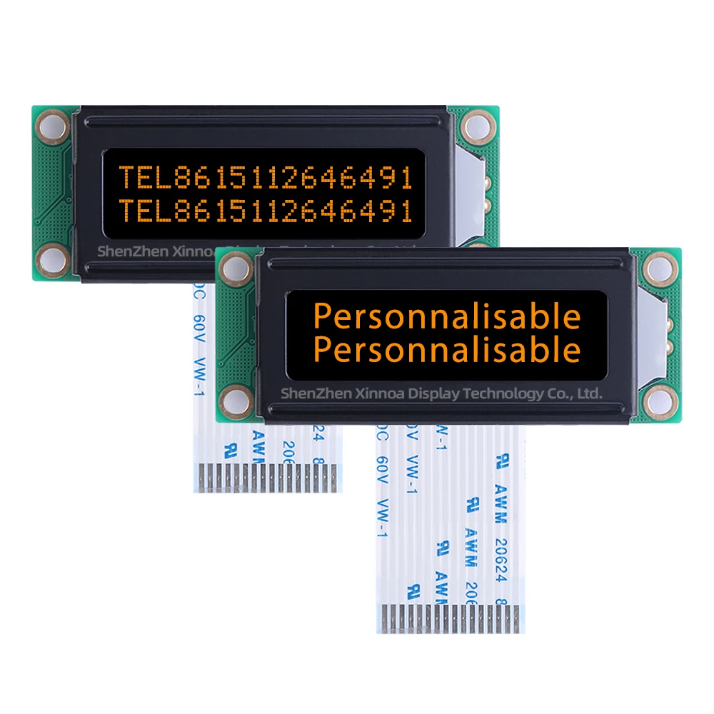 Tela de exibição multilíngue do módulo LCD, filme preto, letras amarelas, caráter europeu, DFSTN, 1602A-20-1A, 53mm * 20mm