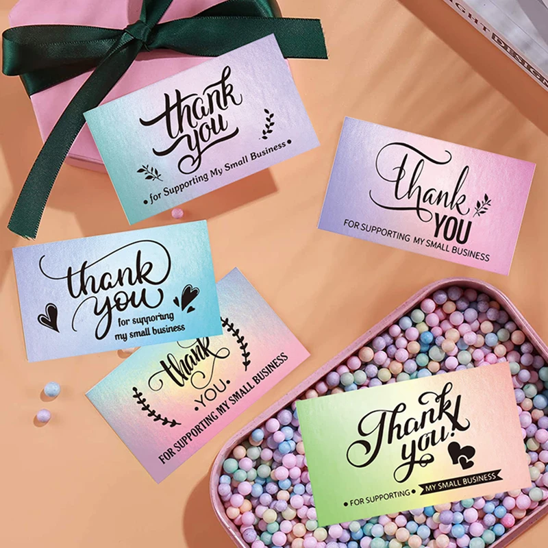 Thank You For Supporting My Small Business Card Store Sellers Gratitude Gift Laser Card 50 Pcs/Lot Appreciation Cardstock