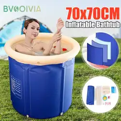 BVSOIVIA Portable Bathtub Folding Bath Bucket Thicken Large Adult Tub Baby Swimming Pool Insulation Family Bathroom SPA Tub EU