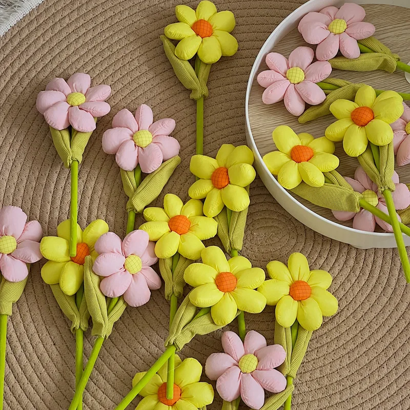 

Simulation Rural Style Cotton FabricSingle Branch Sunflower Daisy Flower Shop Holiday Birthday Party DIY Decoration Photo Prop