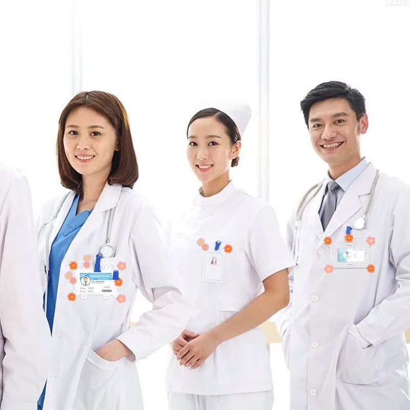 1-30pcs Transparent Badge Holders for Students Nurses ID Card Pin Clip Protector Office Hospital School Conference Security Tag