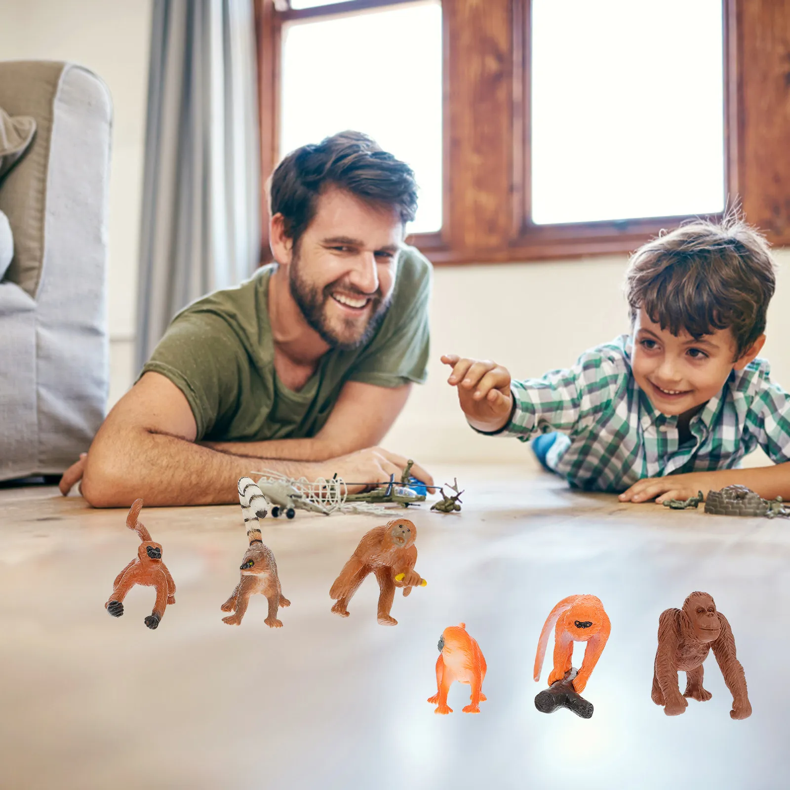 

Набор из 6 реалистичных фигурок обезьянок с длинными хвостами, пластиковые, для декора, развивающие игрушки для детей, имитация животных