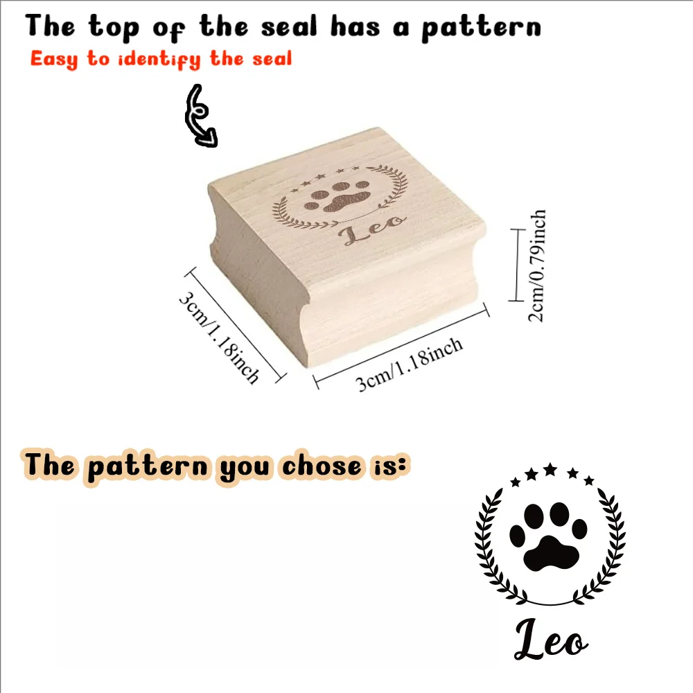 1PC NEW Dog paw Customized Name Wooden Seal Office Supplies, Seal Supplies ldentify Your Belongings with Customized Labels