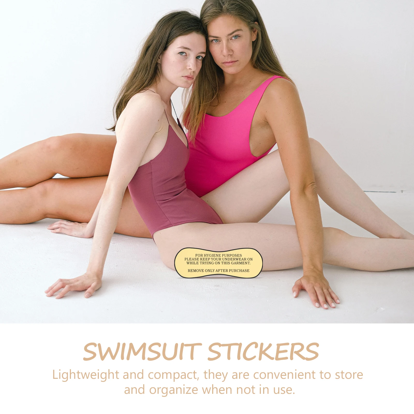 

100 Pcs Black 5X14CM Adhesive Swimsuit Tags Protective Decal for Swimwear Lingerie Stickers Easy Apply Stay Lightweight Storage
