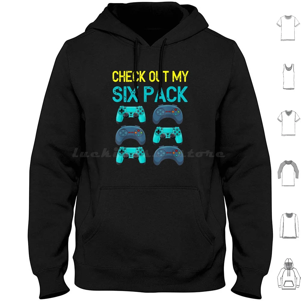 Check Out My Six Pack Funny Gamer Gift Hoodies Long Sleeve Bakery Donut Day Check Out My Six Pack Six Pack Workout 6