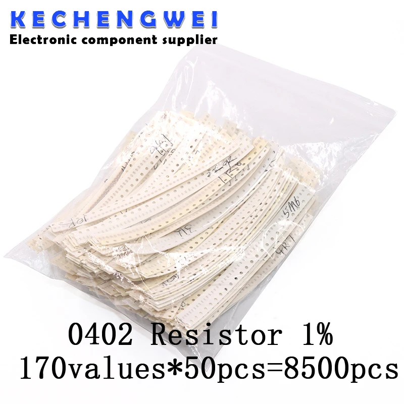 8500pcs 0402 SMD Resistor Kit Assorted Kit 1ohm-10M ohm 1% 170valuesX 50pcs=8500pcs Sample Kit