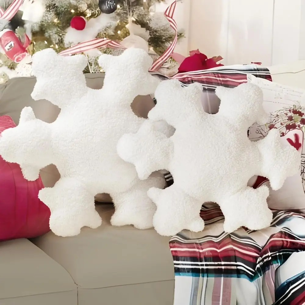 Soft Christmas Snowflake Throw Pillow PP Cotton White Couch Stuffed Plush Cushion Comfortable Touch Snowflake Pillows Sofa