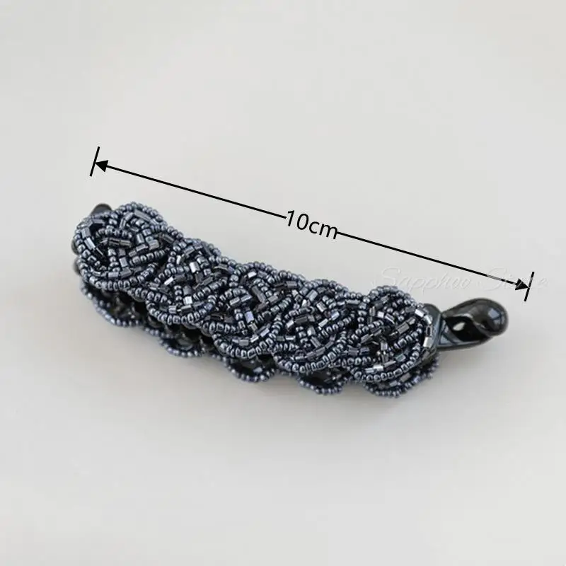 Korea Kristall Perlen Edition Kleine Haarnadel Banane Clip 8cm Vertikale Clip Twist Clip Schachtelhalm Clip Schachtelhalm Schnalle 4 Farben – Detail 9