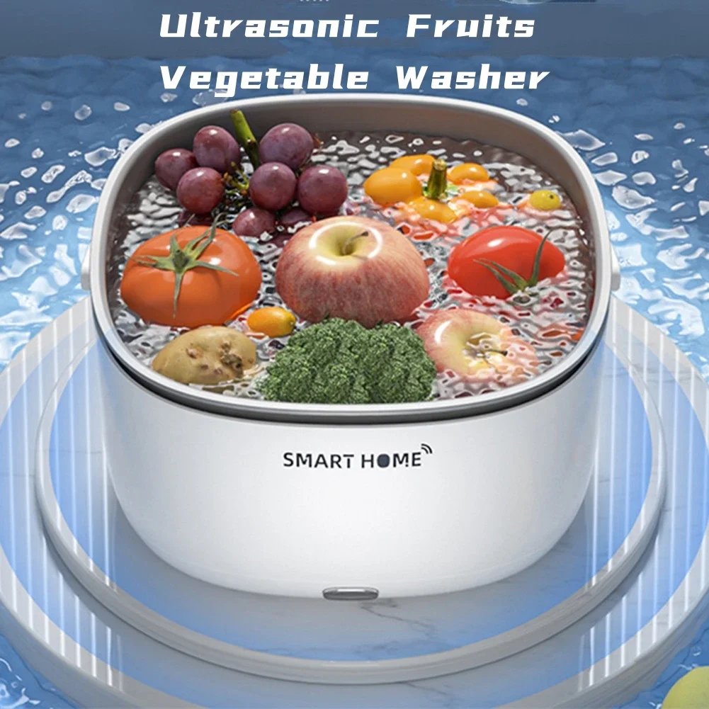 Ultrasonic Fruit Vegetable Cleaner Household Food Purifier Pesticide Residue Removal Washing Basket Kitchen Produce Cleaner