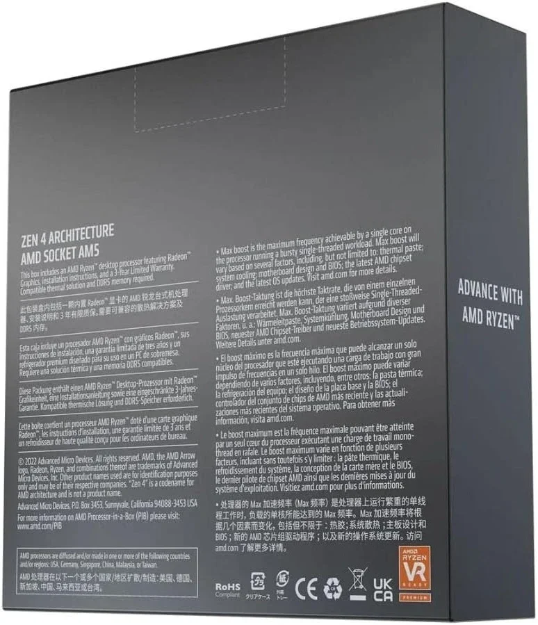 Prosesor Desktop Tidak Terkunci Ryzen 5 7600X 6-Core, 12-Thread