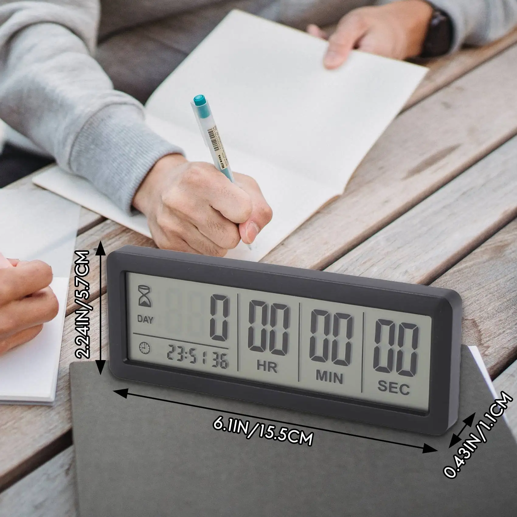 Grande horloge de compte à rebours numérique, 999 jours, horloge de compte à rebours pour graduation, laboratoire, cuisine, noir