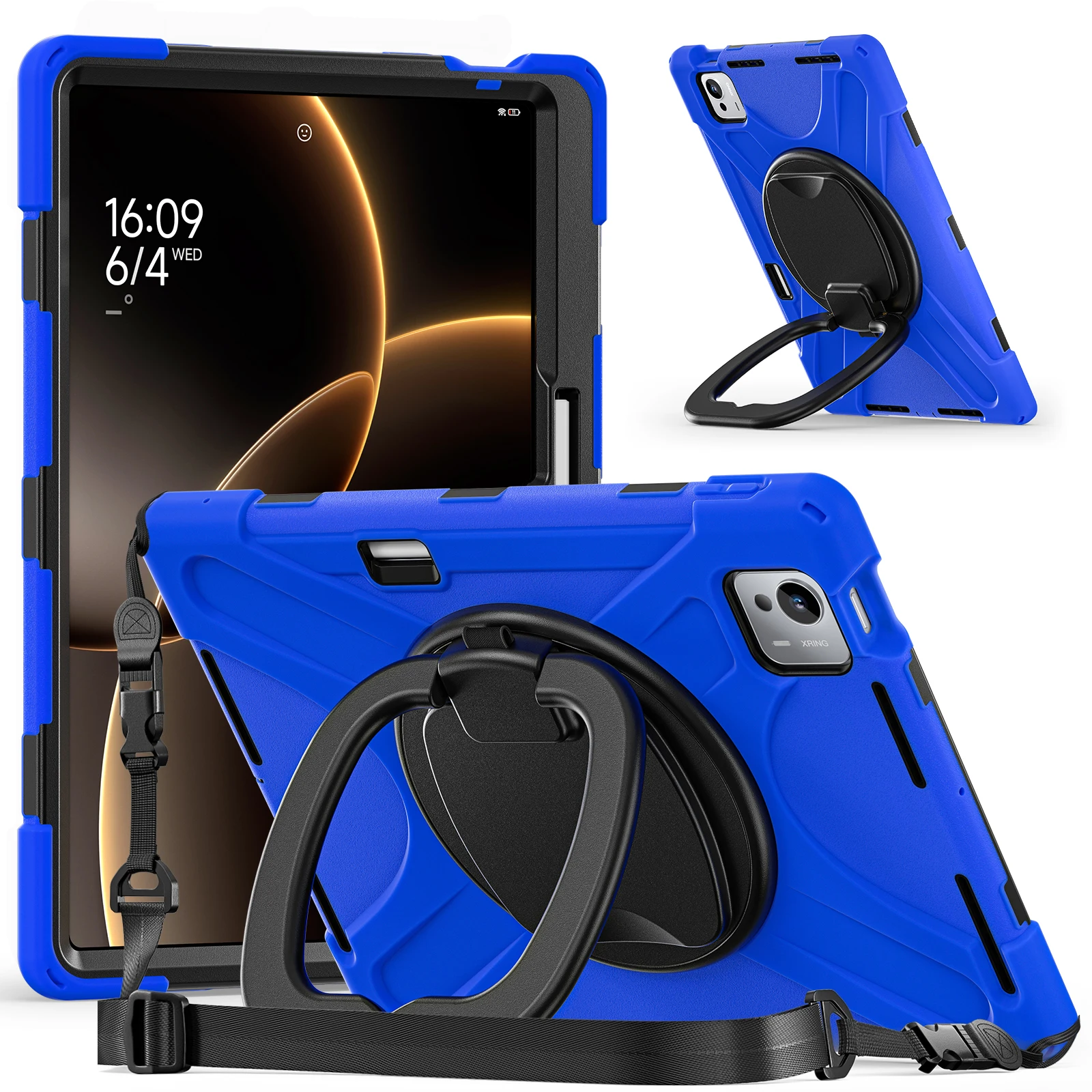 

Прочный чехол-подставка для Xiaomi Pad 7 Ultra 2025 14,0 дюймов, сверхпрочный чехол с вращающейся на 360° ручкой, плечевой ремень, противоударный