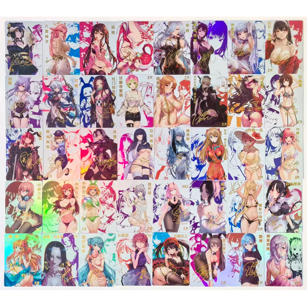 4Set Anime Goddess Story DIY ACG Kochou Shinobu Kanroji Mitsuri Advanced Glitter Collectible Card Christmas Birthday Gift