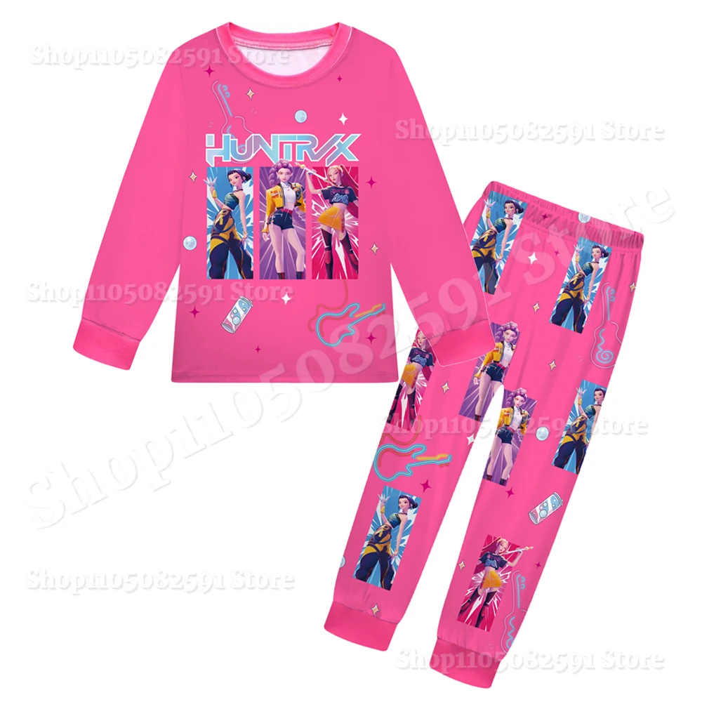 

Huntrix Rumi Costume Kids Girls Kpop Anime Demon Hunters Zoey Tshirt Pants Set Fashion Pajamas for Children Clothing 3-14 Years