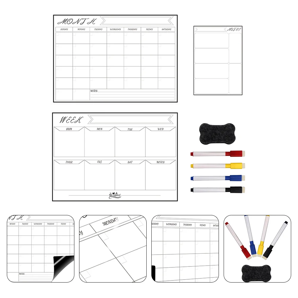 

1 set Magnetic Planner Schedule Board Whiteboard Notepad Calendar For Home Office Kitchen Use Reusable Pet Material Plan Board