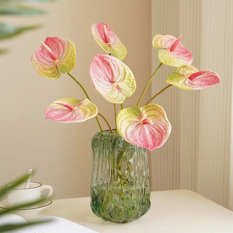 

10Pcs/lot 3D Printing Anthurium Artificial Flowers for Home Decoration Plant Potted Wedding Brial Bouquet Party Table Floral