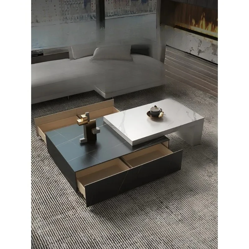 

Telescopic deformed rock slab coffee table | Italian minimalist design integrates Nordic practical philosophy, retractable
