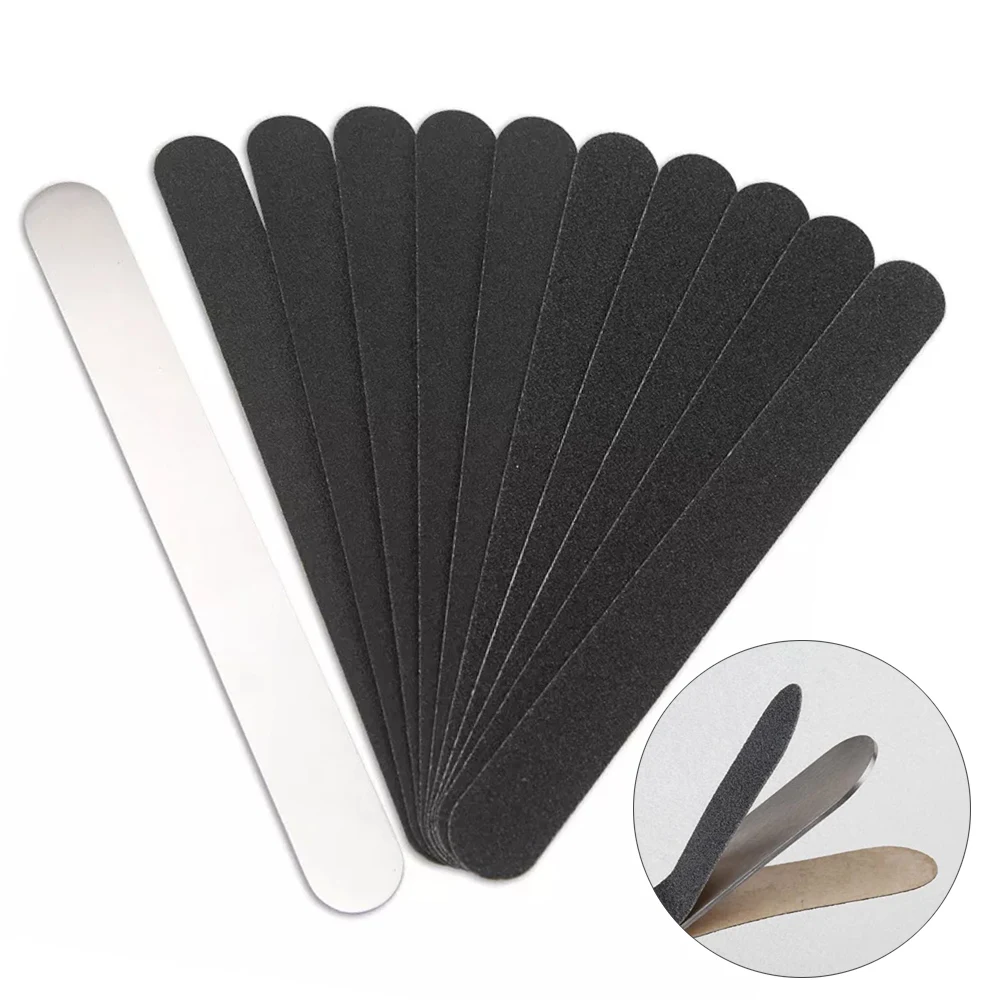 

10Pcs 100/180 Replacement SandPaper Pads Nail Art Files With Stainless Steel Handle Removable Buffer Polishing Manicure Tools