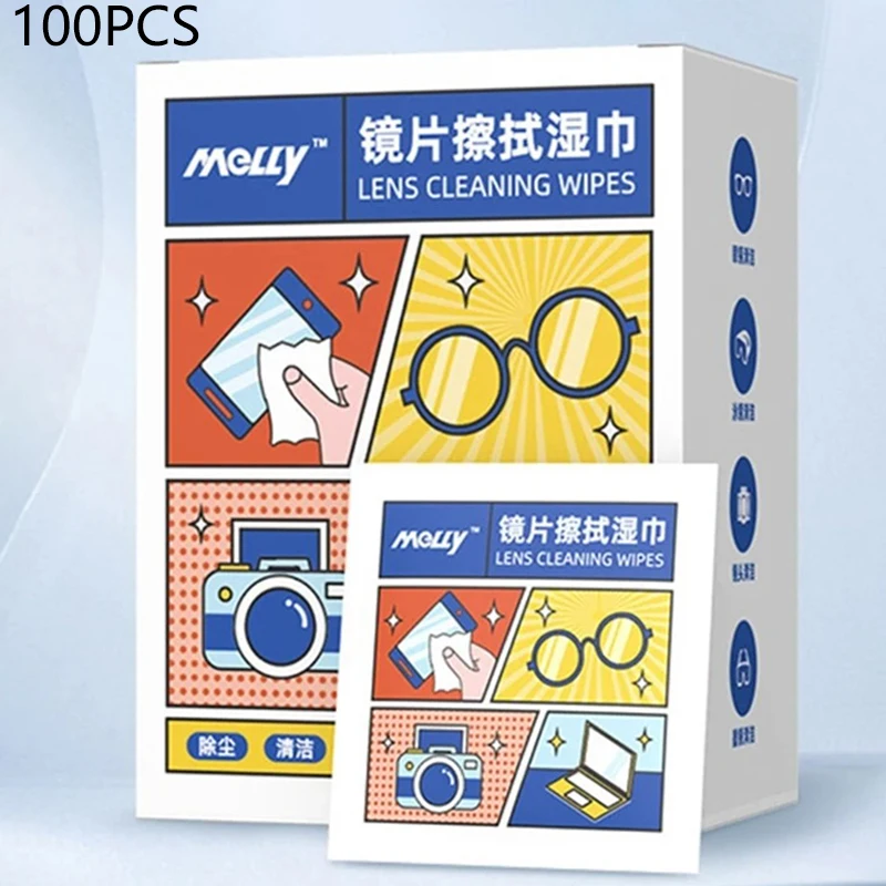 100Pcs Disposable Cleaning Wipes Individually Packaged Glasses Cleaning Cloth Camera Lens Phone Screen Cleaning Tool