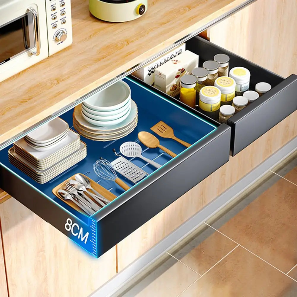 Pull Out Cabinet Organizer Carbon Steel Slide Out Drawer Storage Kitchen Under Sink Sliding Out Drawer Pantry Shelf Box Rack