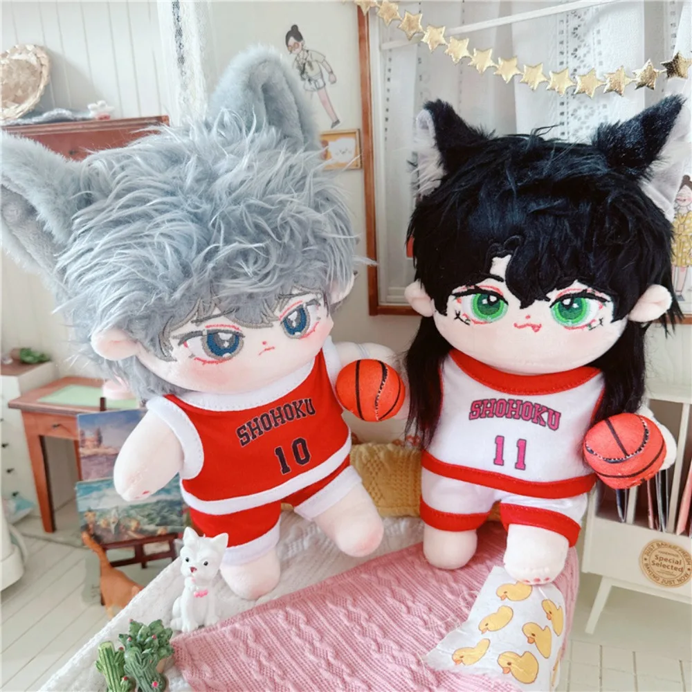 Three-piece Set Doll Basketball Uniform Outfit Pant 20cm Cotton Doll Clothes Red Ball Plush Doll Sports Clothes