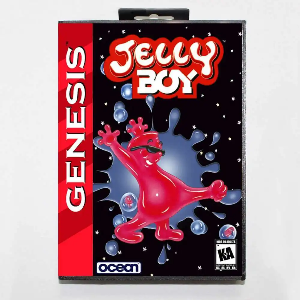 بطاقة ألعاب JELLY BOY MD مع صندوق أمريكي لوحدة التحكم Sega Megadrive Genesis 16 بت