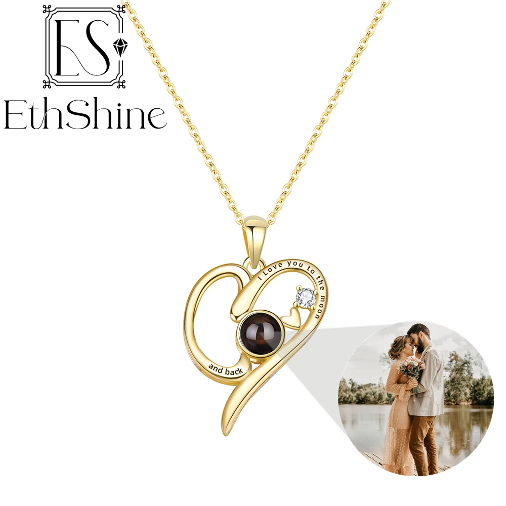 

Подвеска в форме сердца на заказ, ожерелье с фотографией для женщин, персонализированное проекционное фото, серебряная цепочка 925, ювелирные изделия на день рождения для жены, подруги