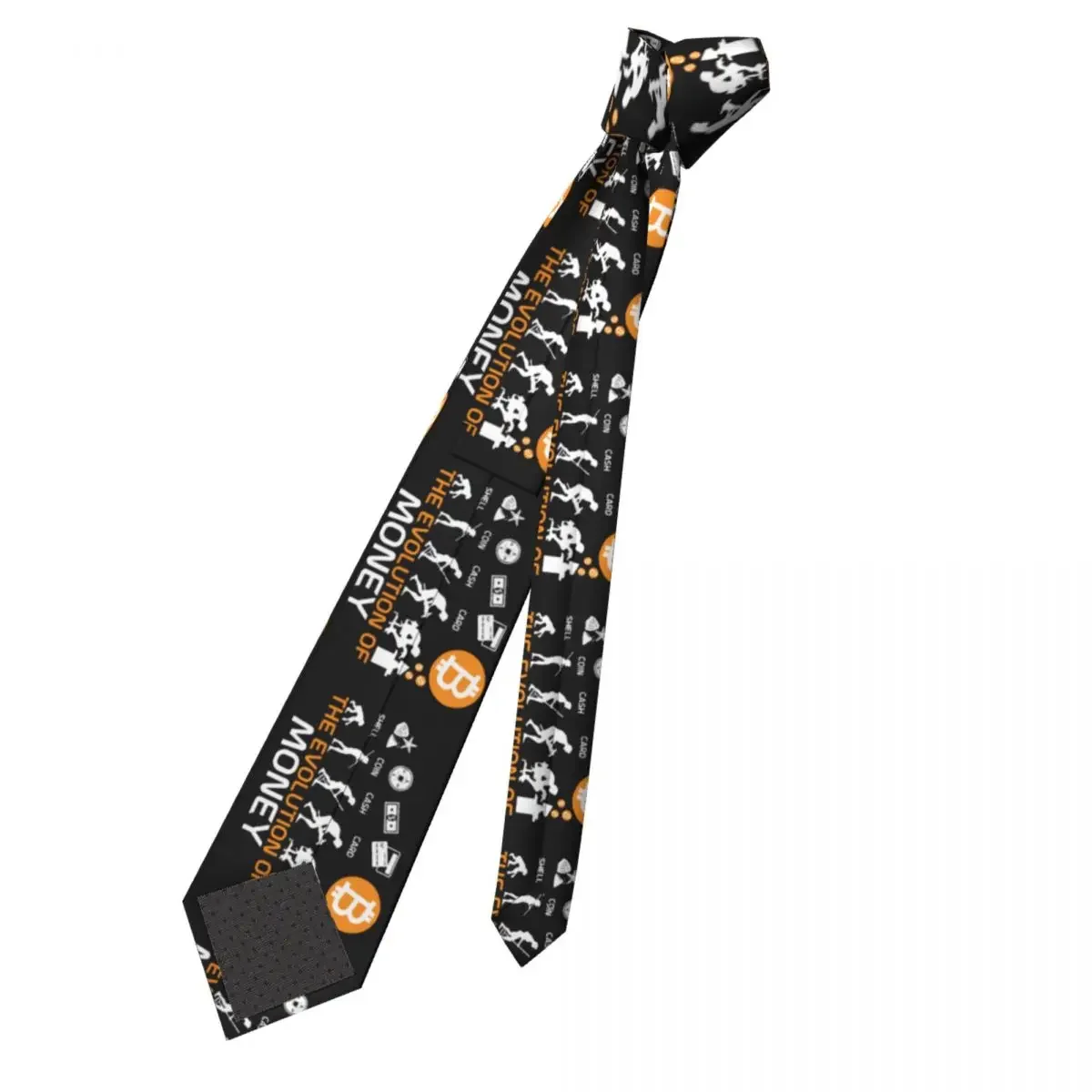 The Evolution Of Money Funny Bitcoin Necktie 8 cm Crypto Coin Cryptocurrency Neck Ties for Men Suits accessori Cravat Party