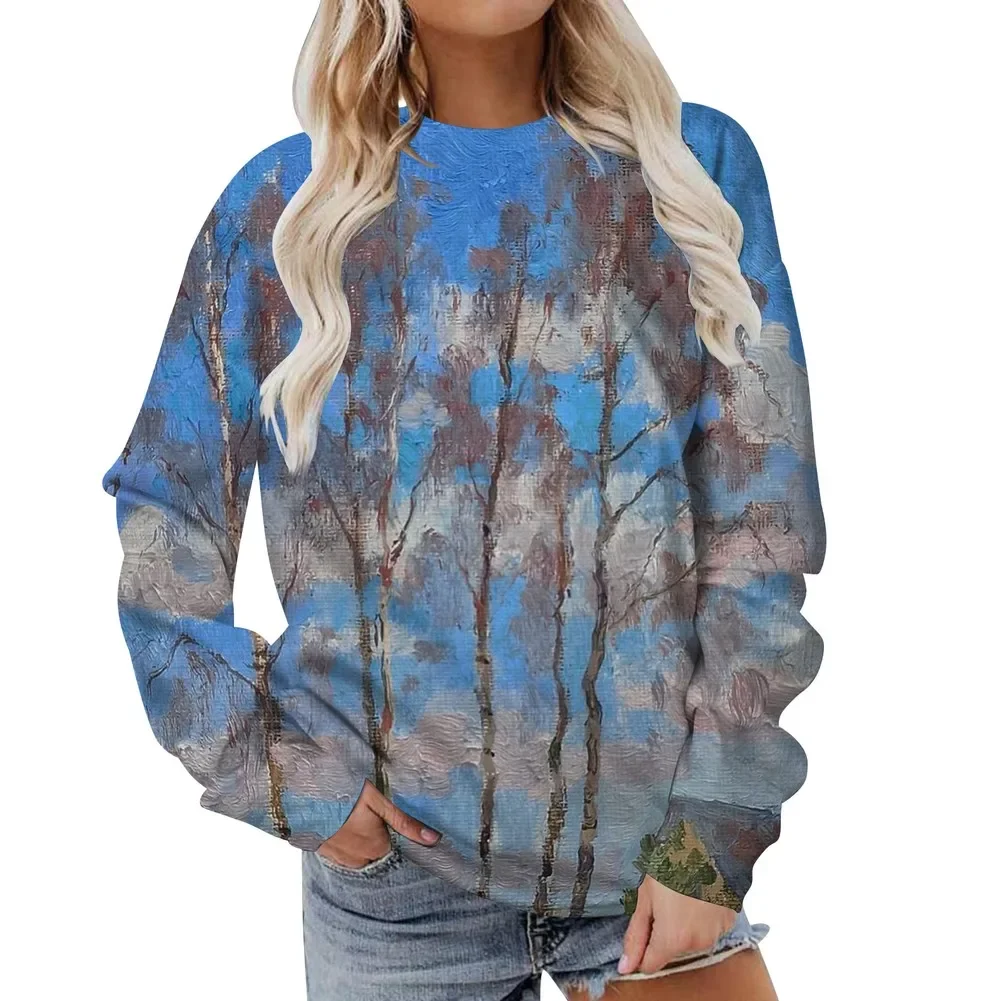 

Women's Loose Long Sleeve Jacket Top 3D Printed Sweatshirt Female Streetwear Comfortable Pullovers Autumn Woman Clothes