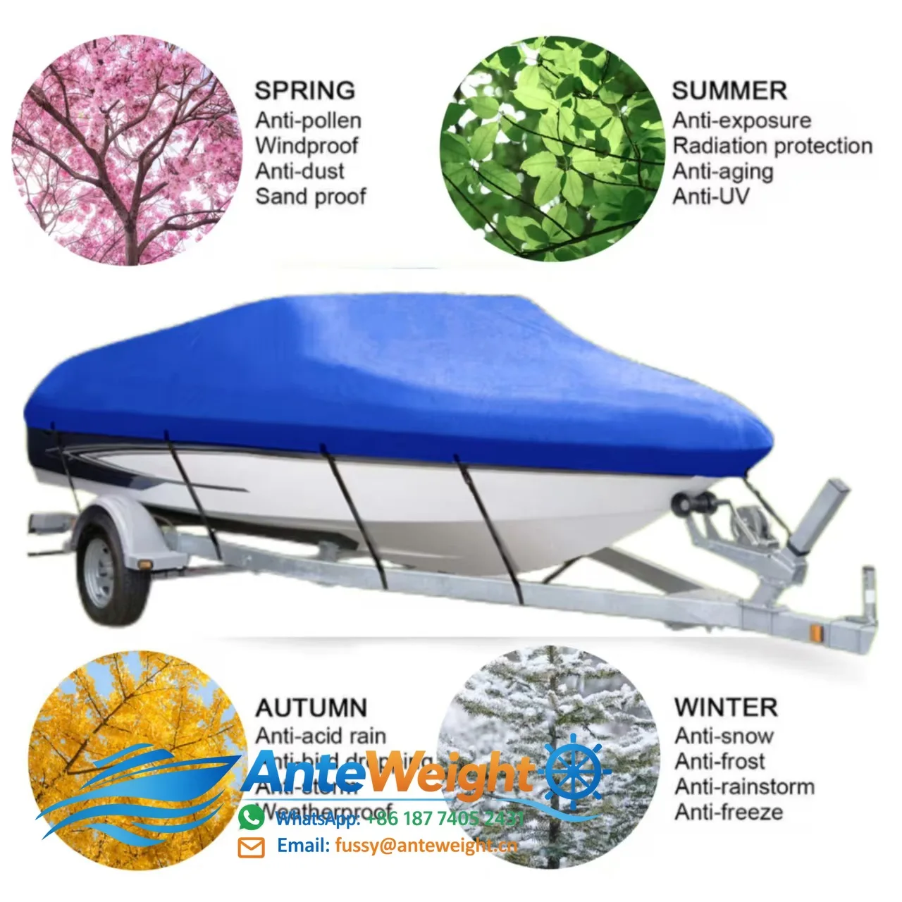 V-Shape Oxford Boat Cover, Waterproof & Dustproof Yacht Protection | Sun & Rain Resistant Heavy-Duty Boat Shield