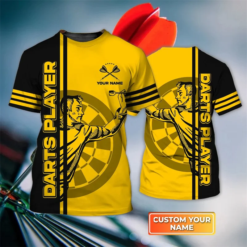 

New In 3D Printing Dart T Shirt Men Custom Name Darts Team T-Shirt Summer Sports Short Sleeve Tops Fashion Round Neck Tees