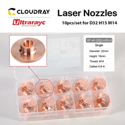 10pcs/Set D32 M14 H15 Cutting Head Laser Nozzle Single Double Chrome-plated Layers D32 Caliber 0.8-6.0mm for Raytools Laser Head