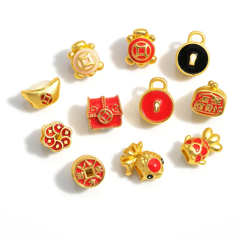 Vintage Chinese Lucky Beads Wealth Fortune FUKUBUKURO Lucky Bag Charm DIY Jewelry Making Necklace Bracelet Accessory Wholesale