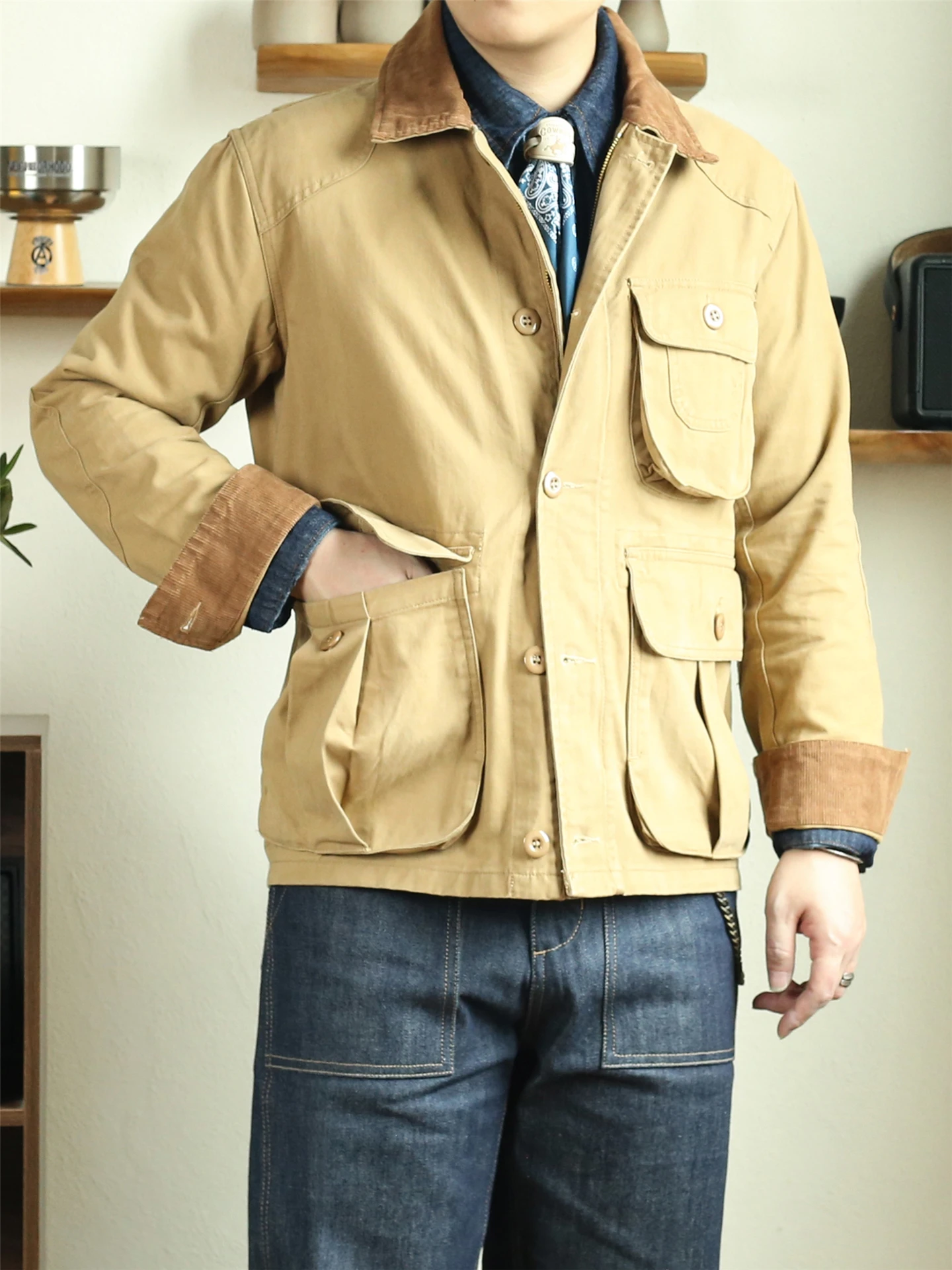 

Утепленная хлопковая охотничья куртка в американском ретро-стиле, уличная рабочая одежда, куртка-барн для мужчин и женщин, осенне-зимнее пальто