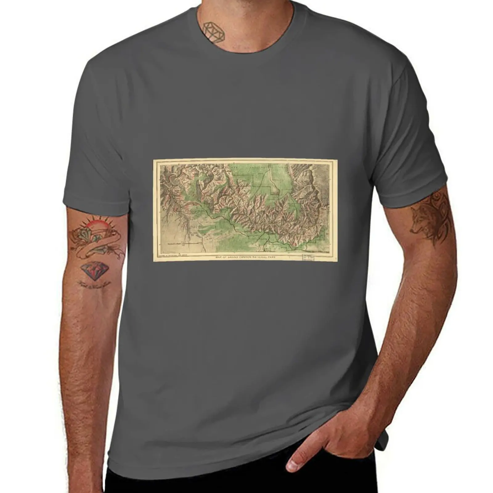 

Vintage Map of The Grand Canyon (1926) T-Shirt vintage graphic tee Anime t-shirt Short sleeve tee oversized t shirt men