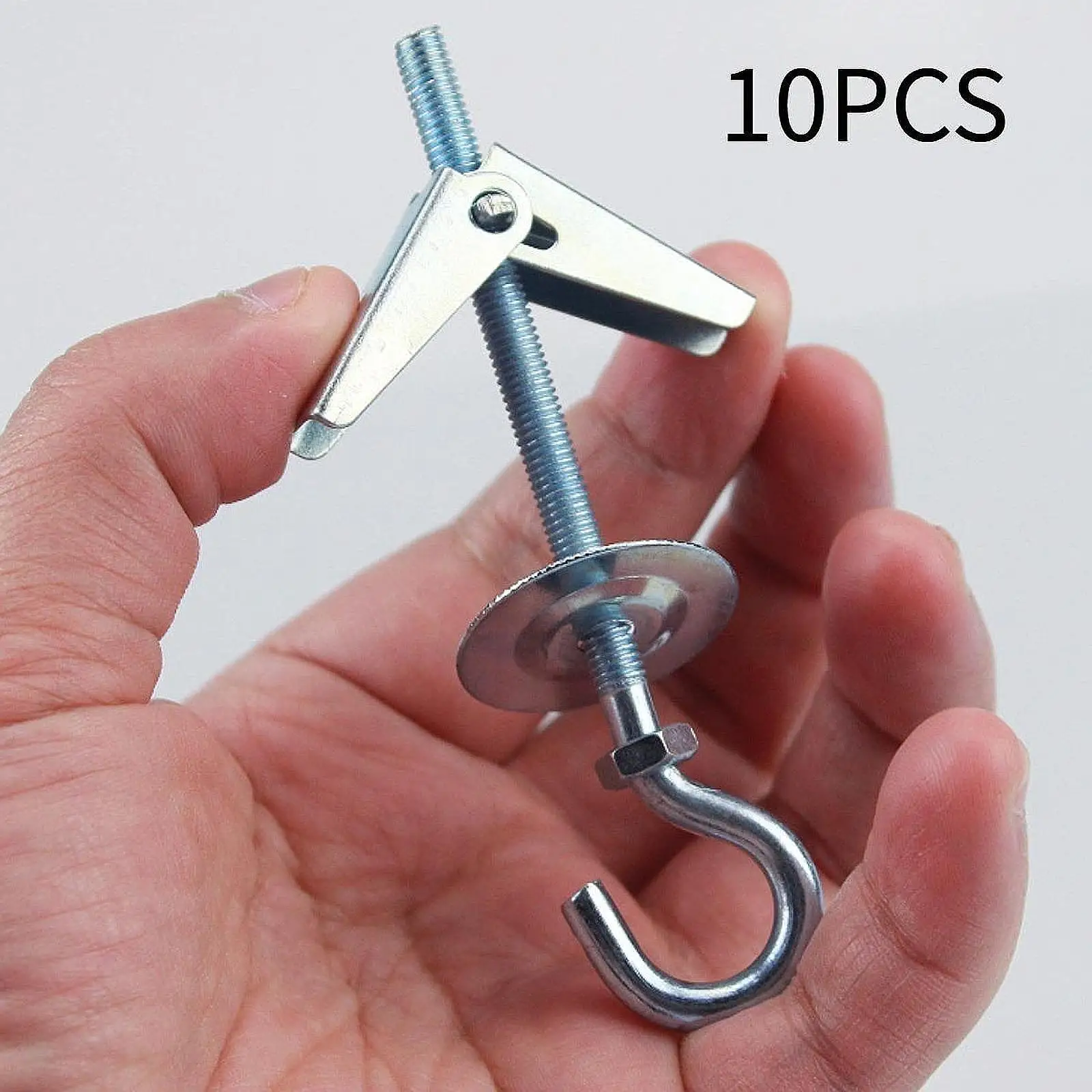 10Pcs M5x9 cm Plasterboard Ceiling Hooks Heavy Duty Spring Toggle Hooks for Precast Slab Drywall Cavity Hollow Wall Board