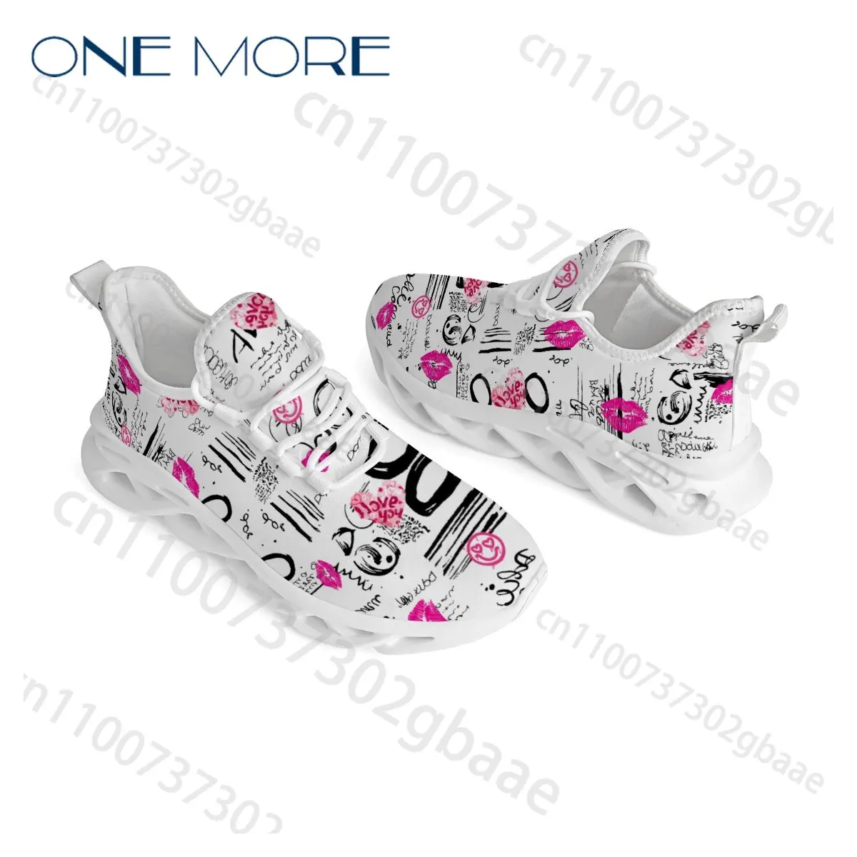 Personalized America Street Style Graffiti White Shoes Woman Girls Walking Shoes Popular Interest Comfortable Shoes Size 33-45